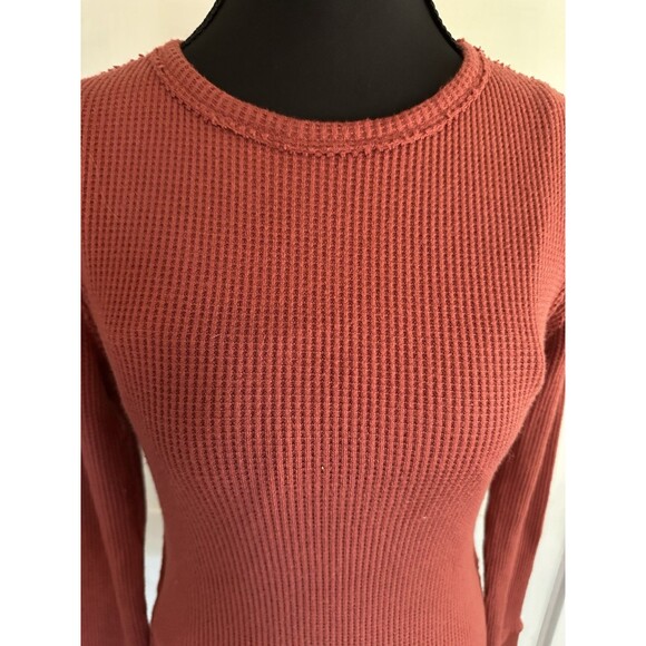 Morhuduck Heavy Waffle Knit Thermal Long Sleeve Thumb Holes Top Shirt Woman’s S - Picture 2 of 8